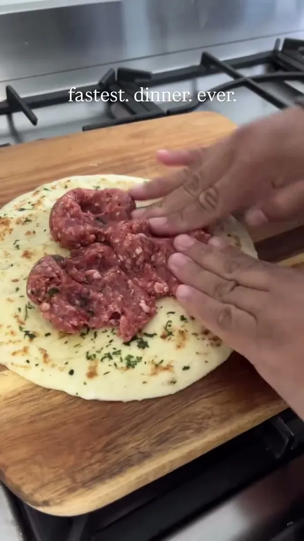 Turkish Flat Bread with Beef Meatballs and Yogurt Sauce