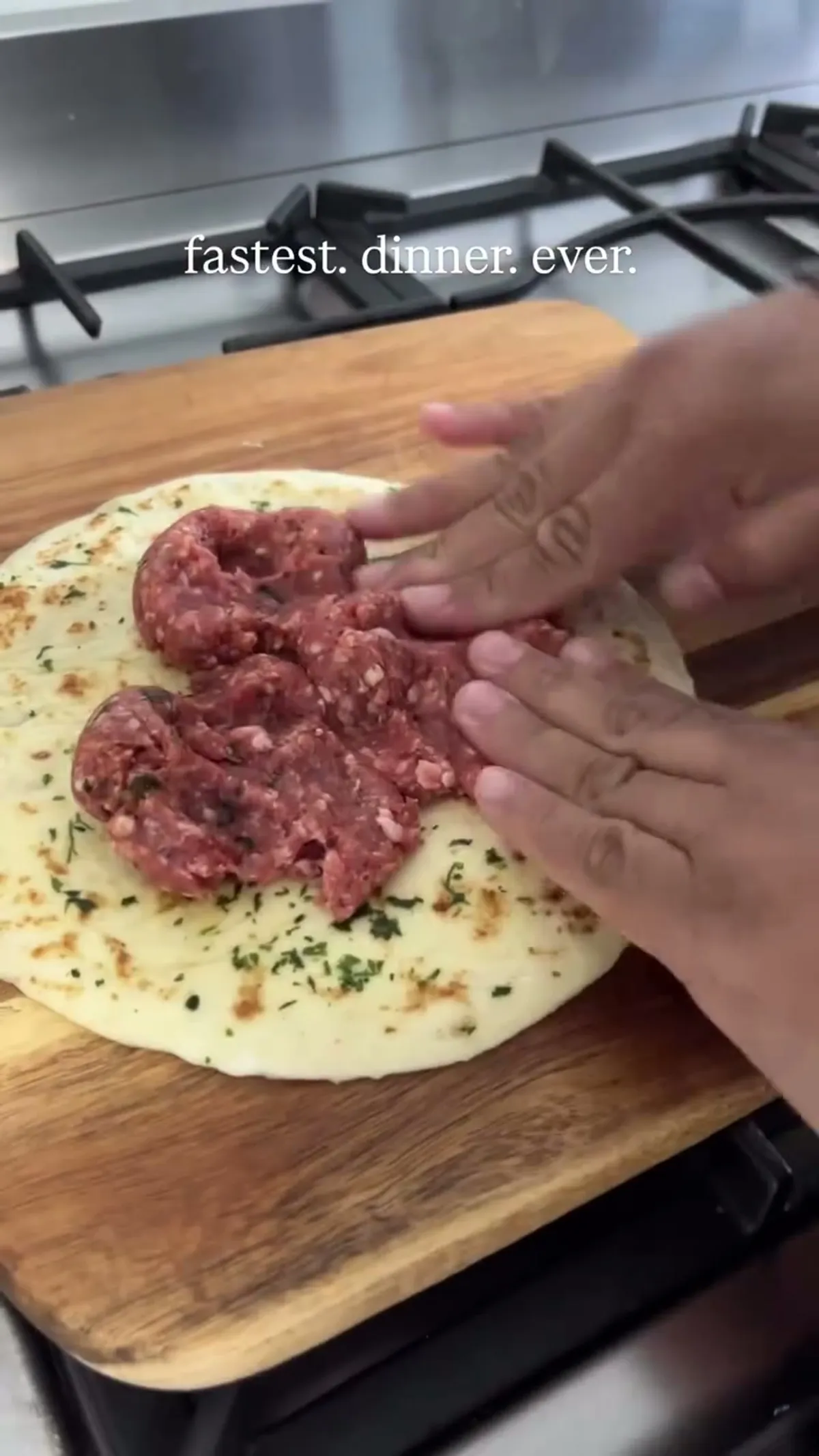 Turkish Flat Bread with Beef Meatballs and Yogurt Sauce